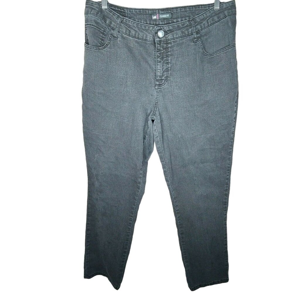 Lee Jeans Womens Size 38" Waist Black Faded Denim Classic Fit Tapered Casual